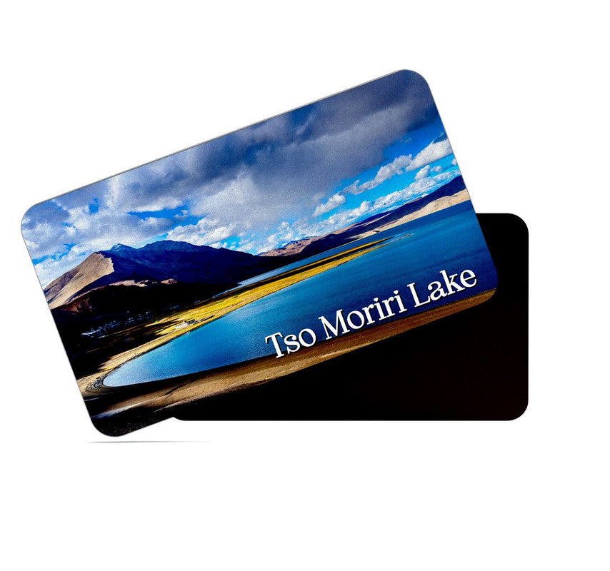 dhcrafts Rectangular Rubber Fridge Magnet / Magnetic Card Multicolor Ladakh Tso Moriri Lake Design Pack of 1 (8.6cm x 5.4cm)